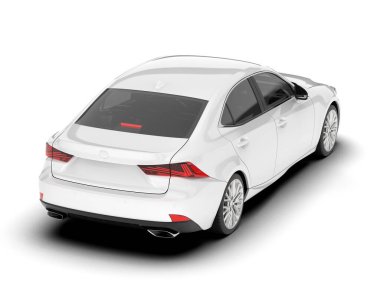 Arka planda izole edilmiş beyaz modern araba. 3d görüntüleme - illüstrasyon