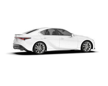 Arka planda izole edilmiş beyaz modern araba. 3d görüntüleme - illüstrasyon