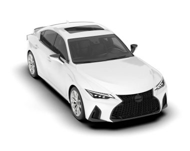 Arka planda izole edilmiş beyaz modern araba. 3d görüntüleme - illüstrasyon