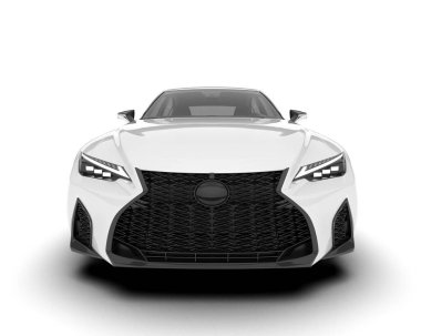 Arka planda izole edilmiş beyaz modern araba. 3d görüntüleme - illüstrasyon