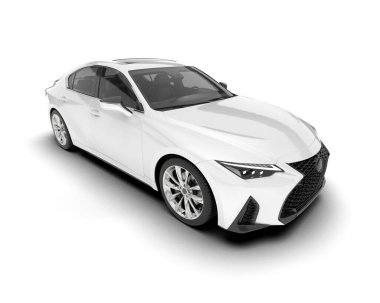 Arka planda izole edilmiş beyaz modern araba. 3d görüntüleme - illüstrasyon