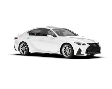 Arka planda izole edilmiş beyaz modern araba. 3d görüntüleme - illüstrasyon