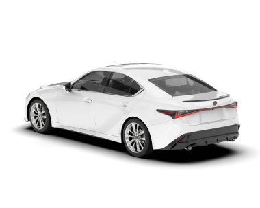 Arka planda izole edilmiş beyaz modern araba. 3d görüntüleme - illüstrasyon