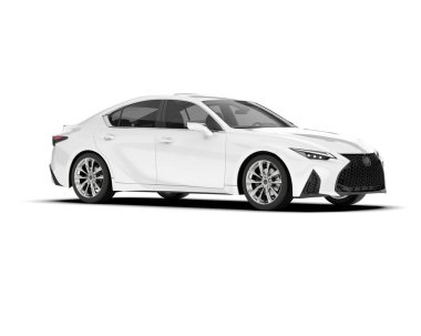 Arka planda izole edilmiş beyaz modern araba. 3d görüntüleme - illüstrasyon