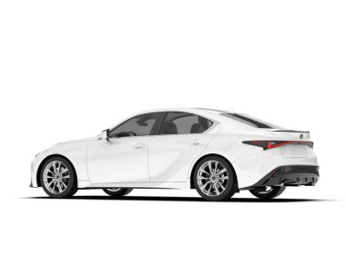 Arka planda izole edilmiş beyaz modern araba. 3d görüntüleme - illüstrasyon