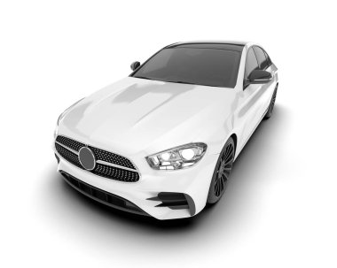 Arka planda izole edilmiş beyaz modern araba. 3d görüntüleme - illüstrasyon