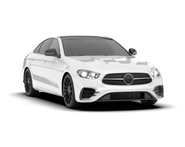 Arka planda izole edilmiş beyaz modern araba. 3d görüntüleme - illüstrasyon