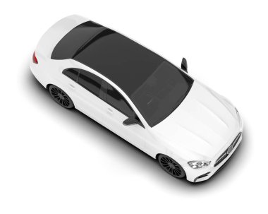 Arka planda izole edilmiş beyaz modern araba. 3d görüntüleme - illüstrasyon