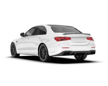 Arka planda izole edilmiş beyaz modern araba. 3d görüntüleme - illüstrasyon