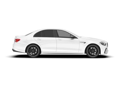 Arka planda izole edilmiş beyaz modern araba. 3d görüntüleme - illüstrasyon