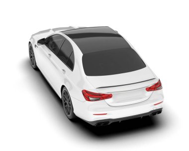 Arka planda izole edilmiş beyaz modern araba. 3d görüntüleme - illüstrasyon