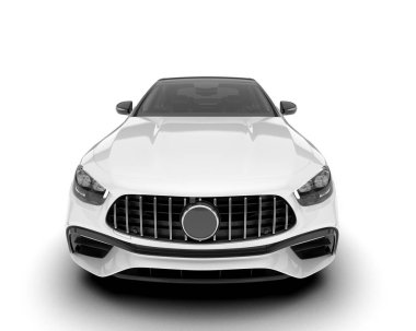 Arka planda izole edilmiş beyaz modern araba. 3d görüntüleme - illüstrasyon