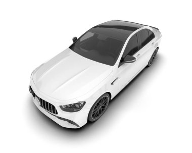 Arka planda izole edilmiş beyaz modern araba. 3d görüntüleme - illüstrasyon