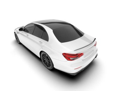 Arka planda izole edilmiş beyaz modern araba. 3d görüntüleme - illüstrasyon