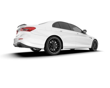 Arka planda izole edilmiş beyaz modern araba. 3d görüntüleme - illüstrasyon