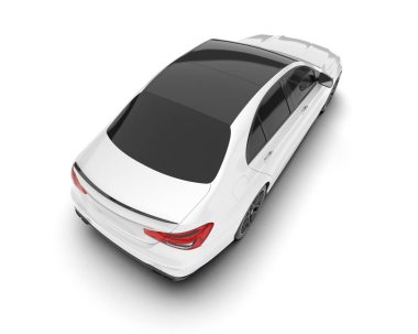 Arka planda izole edilmiş beyaz modern araba. 3d görüntüleme - illüstrasyon