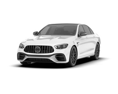 Arka planda izole edilmiş beyaz modern araba. 3d görüntüleme - illüstrasyon