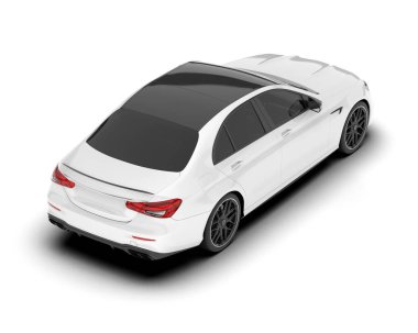 Arka planda izole edilmiş beyaz modern araba. 3d görüntüleme - illüstrasyon