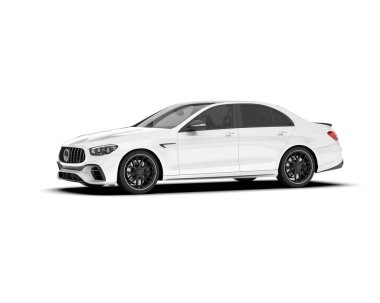 Arka planda izole edilmiş beyaz modern araba. 3d görüntüleme - illüstrasyon