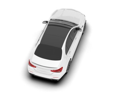 Arka planda izole edilmiş beyaz modern araba. 3d görüntüleme - illüstrasyon