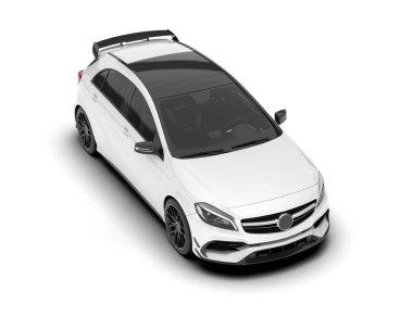 Arka planda izole edilmiş beyaz modern araba. 3d görüntüleme - illüstrasyon