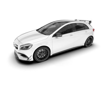 Arka planda izole edilmiş beyaz modern araba. 3d görüntüleme - illüstrasyon