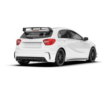 Arka planda izole edilmiş beyaz modern araba. 3d görüntüleme - illüstrasyon