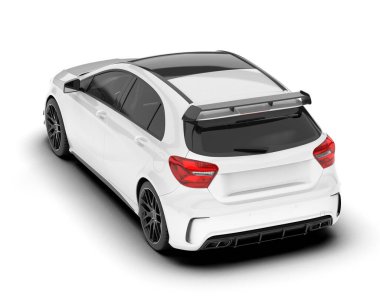 Arka planda izole edilmiş beyaz modern araba. 3d görüntüleme - illüstrasyon