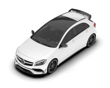 Arka planda izole edilmiş beyaz modern araba. 3d görüntüleme - illüstrasyon