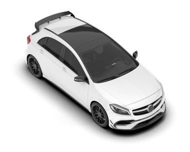 Arka planda izole edilmiş beyaz modern araba. 3d görüntüleme - illüstrasyon