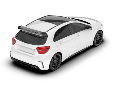 Arka planda izole edilmiş beyaz modern araba. 3d görüntüleme - illüstrasyon