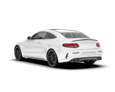 Arka planda izole edilmiş beyaz modern araba. 3d görüntüleme - illüstrasyon