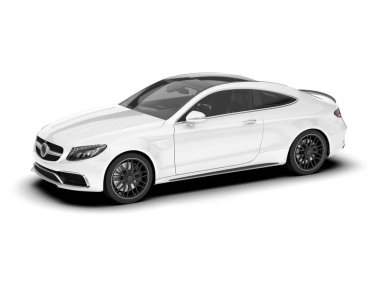 Arka planda izole edilmiş beyaz modern araba. 3d görüntüleme - illüstrasyon