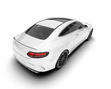 Arka planda izole edilmiş beyaz modern araba. 3d görüntüleme - illüstrasyon