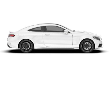 Arka planda izole edilmiş beyaz modern araba. 3d görüntüleme - illüstrasyon