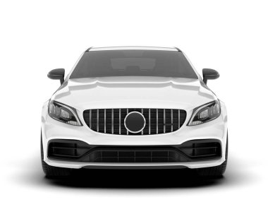 Arka planda izole edilmiş beyaz modern araba. 3d görüntüleme - illüstrasyon