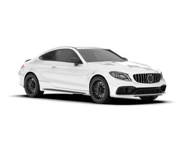 Arka planda izole edilmiş beyaz modern araba. 3d görüntüleme - illüstrasyon