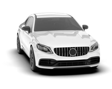 Arka planda izole edilmiş beyaz modern araba. 3d görüntüleme - illüstrasyon