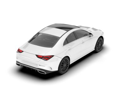 Arka planda izole edilmiş beyaz modern araba. 3d görüntüleme - illüstrasyon