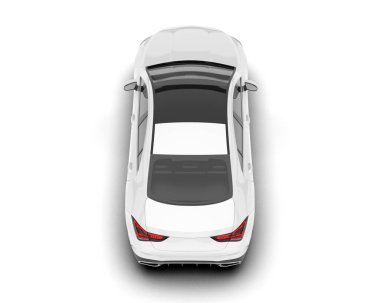 Arka planda izole edilmiş beyaz modern araba. 3d görüntüleme - illüstrasyon