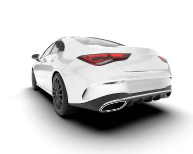 Arka planda izole edilmiş beyaz modern araba. 3d görüntüleme - illüstrasyon