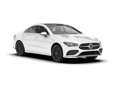 Arka planda izole edilmiş beyaz modern araba. 3d görüntüleme - illüstrasyon