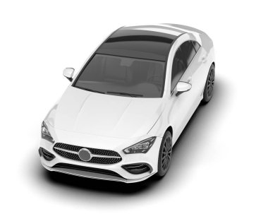 Arka planda izole edilmiş beyaz modern araba. 3d görüntüleme - illüstrasyon