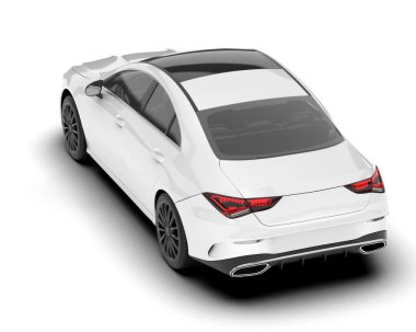 Arka planda izole edilmiş beyaz modern araba. 3d görüntüleme - illüstrasyon