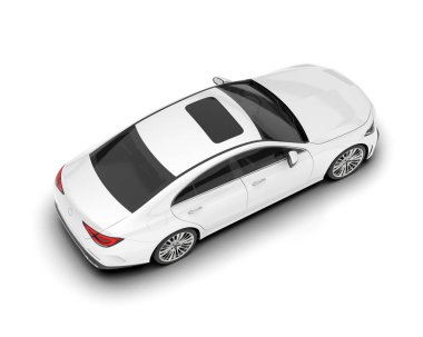 Arka planda izole edilmiş beyaz modern araba. 3d görüntüleme - illüstrasyon