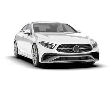 Arka planda izole edilmiş beyaz modern araba. 3d görüntüleme - illüstrasyon