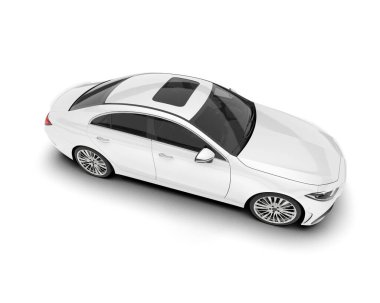 Arka planda izole edilmiş beyaz modern araba. 3d görüntüleme - illüstrasyon