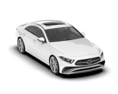 Arka planda izole edilmiş beyaz modern araba. 3d görüntüleme - illüstrasyon