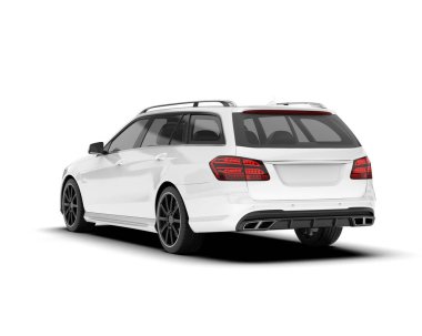 Arka planda izole edilmiş beyaz modern araba. 3d görüntüleme - illüstrasyon