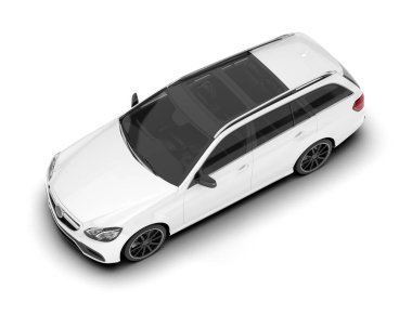 Arka planda izole edilmiş beyaz modern araba. 3d görüntüleme - illüstrasyon